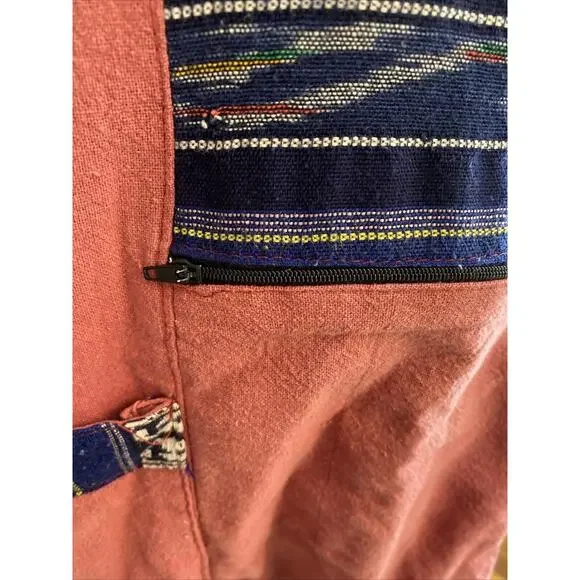 Vintage Baja Poncho Hoodie M Blanket Pullover Hippie Festival India Thailand - Picture 10 of 16